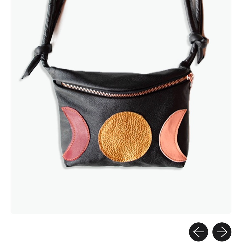 Black and Gold Crescent Moon Crossbody Bag